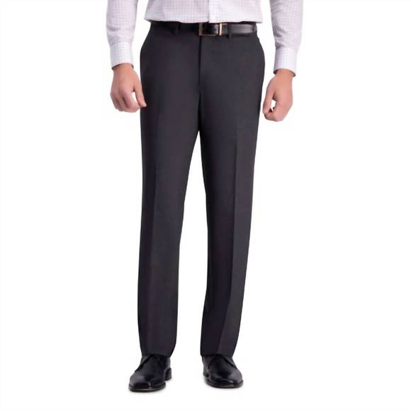 NEW HAGGAR CLOTHING plain solid stretch straight fit pants in charcoal heather - Picture 1 of 3
